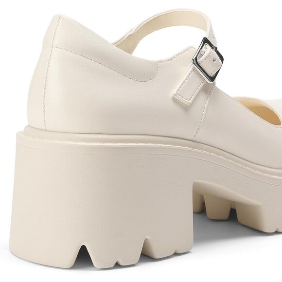 Women's Mary Jane Platform Low Heel Chunky Pumps Round Toe Ankle Strap Shoes - Picture 4 of 7